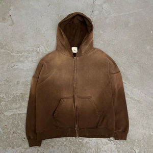 Recién llegado invierno 100% algodón lavado ácido impreso Flare Set para adultos cremallera chándales secado rápido transpirable ecológico - Product Image 1