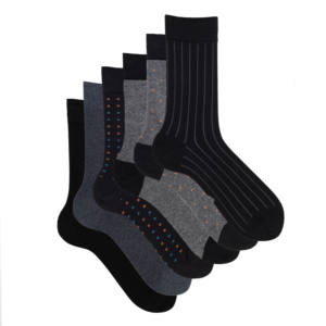 Calzini corti da uomo con motivi classici, 6 paia, in cotone ed elastan, stile quotidiano, stampa digitale, usa e getta, confezione regalo invernale - Product Image 4