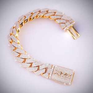 VVS Moissanite 15mm Cut 925 Sterling Silver Hip Hop <b>Bracelet</b> for <b>Men</b> Women Rhodium Plated <b>Cuban</b> <b>Link</b> for Wedding Iced Jewelry - Product Image 6