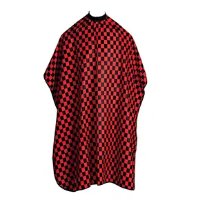 Barber Gown Salon Cape Hair Cut Cover Hairdresser Gown/Cape - Black & Red Checks Style