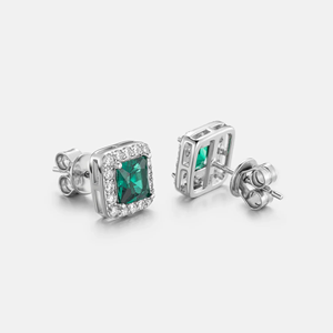 Boucles d'oreilles créoles en argent sterling plaqué diamant vert - Bijoux pour cadeaux et fêtes - Product Image 3