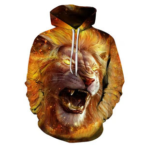 Sudadera con Capucha Premium para Hombre, Otoño, Cálida, 100% Algodón, Manga Larga, Diseño Personalizable con Patrón de León en 3D, Talla Grande, Personaliza Tu Propia Marca - Product Image 4