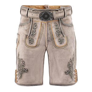 Disfraz personalizado de Oktoberfest bávaro para hombre 100% pantalones de cuero de ante de vaca genuino pantalones cortos alemanes Lederhosen para adultos - Product Image 6