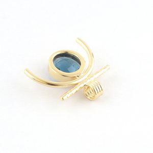 Top Selling 24K Gold Plated Handmade London Blue <b>Quartz</b> Pendant <b>Necklace</b> Brass Material Checker Cut Stone Jewelry Charm - Product Image 4