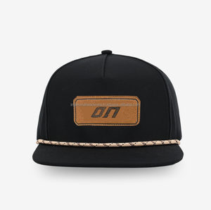 Wholesale OEM Custom PU Leather Patch Snapback <b>Cap</b> 6 Panel Structured <b>Flat</b> Brim Baseball Hat Adjustable Unisex Streetwear RedHat - Product Image 5