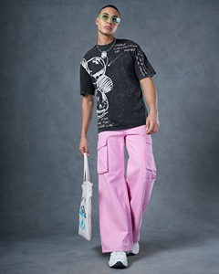 เสื้อยืดลายกราฟิกสั่งทำ สีดำฟอกกรด สไตล์สตรีทแวร์ ทรงโอเวอร์ไซส์ ลายพิมพ์วินเทจ - Product Image 4