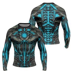 Rashguard d'entraînement MMA à manches courtes, tissu extensible respirant, écologique, séchage rapide, spandex/polyester, logo personnalisé, BJJ, arts martiaux - Product Image 6