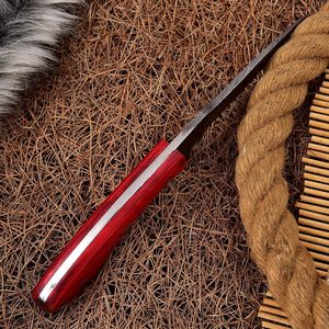 Wholesale OEM Damascus Steel Hunting Outdoor <b>Knife</b> Logo Pakka Wood Handle Leather <b>Sheath</b> High Durability Full Tang EDC Trending - Product Image 3