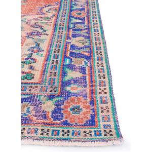 Alfombra Vintage de Lana 9x12, Anudada a Mano, con Medallón Rojo Naranja, Patrones de Rompecabezas Rectangulares para Entrada, Pasillo y Sala de Estar - Product Image 4