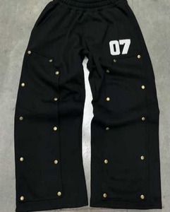 Conjunto de Sudadera con Capucha y Pantalones Deportivos de Algodón 100% Ecológico, con Efecto Desgastado por el Sol, Bordado, Lavado al Ácido, Estilo Crop, Acampanado y Apilado - Product Image 6