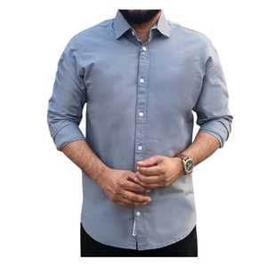 Popeline de coton 100% de grande taille anti-rides, chemises décontractées à manches longues de haute qualité pour hommes avec logo personnalisé. - Product Image 5