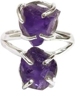 Anillo de Plata de Ley 925 con Amatista Natural, Piedra de Nacimiento de Febrero, Martillado, Hecho a Mano, para Navidad o Cumpleaños - Product Image 2