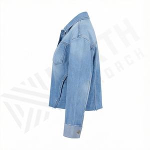 OEM Women Denim Jacket Casual Fall Eco Friendly Windproof Oversize Cotton Filling Button Up <b>Coat</b> Fashion Trendy Customized Color - Product Image 3