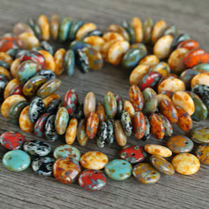 Multicolored Czech Pressed Glass <b>Crystal</b> <b>Beads</b> 10mm Chevron Lentil <b>Jewelry</b> <b>Making</b> Blue Red Green Mix Colors Lampwork Material - Product Image 1