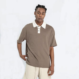 Colección de verano 2025 para hombres, venta al por mayor de fábrica, polos holgados, camisetas de polo informales de punto para hombres - Product Image 1