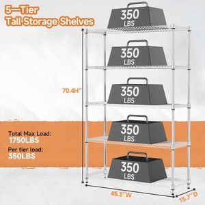 MZG 1750 lbs Heavy Duty Utility Rack Standing Household 5 Tier Metal <b>Storage</b> Wire Shelving <b>Unit</b> for <b>Kitchen</b> Pantry Garage - Product Image 2