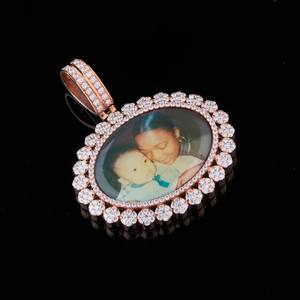 Pendentif Hip Hop en stock, 39 mm de largeur, argent sterling 925, diamant moissanite VVS, pendentif photo souvenir - Product Image 3