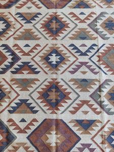 Tapis Kilim en laine tissé à la main de style bohème, tissage plat, motif géométrique en diamant, tons terreux beige, adapté aux animaux domestiques, antidérapant, pour la vie quotidienne - Product Image 2