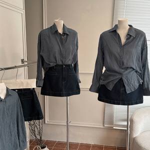 OEM ODM Haut à manches longues rayé en tissu doux pour femmes, à porter au quotidien - Product Image 3