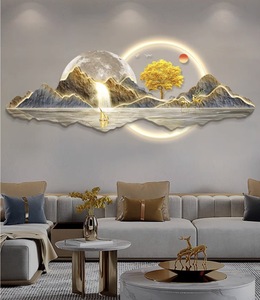 Reloj de pared, decoración de sala de estar, <span class=keywords><strong>pintura</strong></span>, nuevo fondo de sofá chino, <span class=keywords><strong>pintura</strong></span> colgante de pared, luz de <span class=keywords><strong>paisaje</strong></span> de lujo, <span class=keywords><strong>pintura</strong></span> LED - Product Image 5