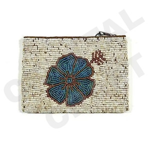 Portefeuille de porte-monnaie en perles de rocaille personnalisé avec design de fleurs Beau porte-monnaie avec accessoires à la mode - Product Image 1