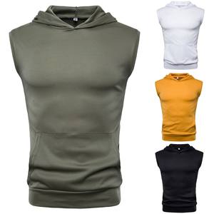 Custom Wholesale Mens <b>Hoodie</b> Tank Tops Sleeveless <b>Bodybuilding</b> Gym Slim Fit Hoodies - Product Image 1