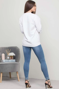 Sweat-shirt streetwear à col montant personnalisé pour femmes, automne-hiver, imprimé, style vintage, broderie de lettres en cristal - Product Image 4