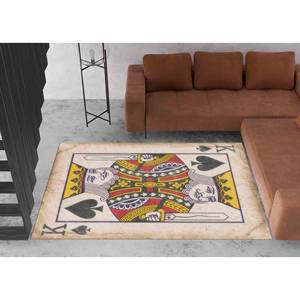 Tapis imprimé : motif carte de jeu Roi de Cœur, décoration moderne pour salle de jeux, tapis fin non tissé - Product Image 3