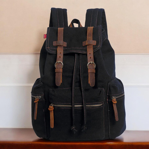 Leather Canvas Luxury <b>Backpack</b> Classic Design Large Capacity Breathable Travel Hiking School Laptop Bag LCBP-0090 - Product Image 4