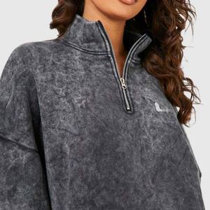 Vintage Acid Wash All 2 en 1 Heavyweight Winter Sweat à capuche zippé pour femme 100% coton - Product Image 5