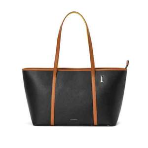 Le chic sac en cuir noir et marron à côté d'un sous-verre en marbre est maintenant disponible à prix de gros pour tous. - Product Image 1