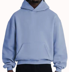 Sweat à capuche pour homme en coton 100% avec logo personnalisé sur le devant, poche, coupe ample, tissu tricoté écologique pour l'hiver - Product Image 3