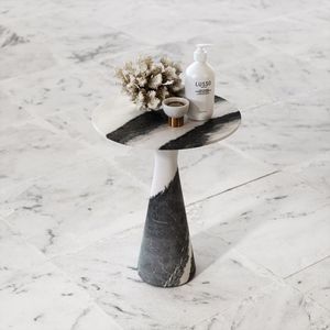 Mesa auxiliar de color blanco Mesa auxiliar de cama de vidrio redondo de alta calidad Fabricante y exportador de India - Product Image 3