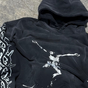 Sudadera con capucha lavada vintage personalizada del fabricante para hombre, sudadera vaquera lavada con ácido y bordado teñido anudado de mezclilla de gran tamaño, OEM - Product Image 3