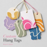 Étiquettes en papier personnalisées, étiquettes suspendues avec logo, étiquettes personnalisées, impression géométrique, carton, étiquettes de marque de vêtements de mode, vente en gros