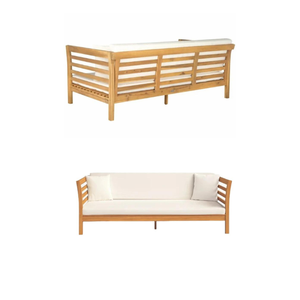 Sofá de teca largo de tres plazas personalizado, juego de sofá de jardín moderno de teca para patio, juegos de restaurante y muebles de Villa de hotel - Product Image 6