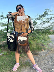 Nouveau Style occidental cheveux sur cacher fourrure en cuir véritable frange sacs haute qualité Boho Style femmes en cuir véritable frange sacs à bandoulière - Product Image 3