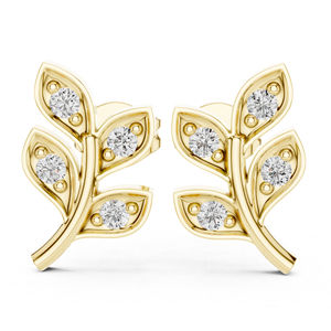 Boucles d'oreilles pendantes en or jaune 14 carats avec diamant rond de laboratoire pour femmes, cadeau de mariage ou d'anniversaire de luxe certifié, élégant - Product Image 1