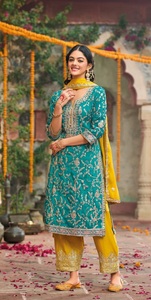 Hevey Chinon, última colección, bordado, Salwar Kameez, confeccionado, ropa India paquistaní para mujer, secado rápido, todas las estaciones para - Product Image 4