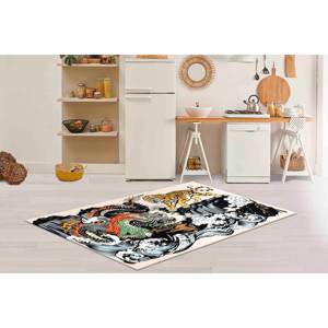 Printed <b>Rug</b> Featuring Dragon Vs Tiger Design for Dining Room,<b>Chenille</b> <b>Rug</b> - Product Image 3