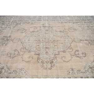 พรมวินเทจขนาดใหญ่ 8.4x12.5 ฟุต (255x381 ซม.) พรมตุรกีขอบสีเบจ - Product Image 4