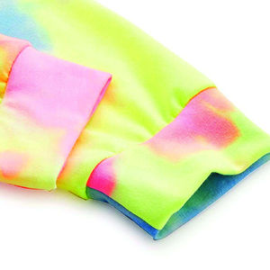 Sudadera con Capucha Corta Unisex Informal Teñida con Técnica Tie-Dye, Transpirable, Sudadera Corta Holgada para Mujer con Logotipo - Product Image 5