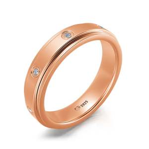 Jeulia Rhodium Plated Sterling Silver <b>Spinner</b> <b>Ring</b>-Rotatable Round Cut Zircon Geometric Cluster Band for Women - Product Image 2