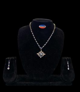 Conjunto de collar y pendientes de cristal de aleación de diamantes de imitación para mujer, novia, boda, cena, fiesta - Product Image 1