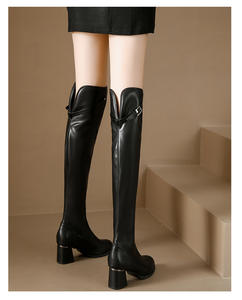 2023 Trending stivali lunghi all'ingrosso donna ginocchio donna <span class=keywords><strong>Vibram</strong></span> suola in gomma tacco largo stivali alti alla coscia stivali invernali per donna - Product Image 3