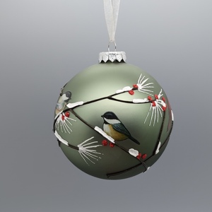 เครื่องประดับแก้วประดับเลื่อมสำหรับตกแต่งต้นคริสต์มาสรูปนกสีเขียว - Product Image 3