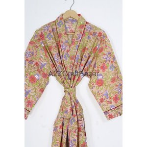 Kimono de longitud larga teñido Tyi de algodón puro para mujer, bata de mano con estampado Floral, vestido de noche perfecto para Navidad, el mejor verano - Product Image 4