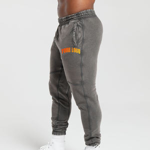 Pantalons de survêtement en toile décontractés pour hommes OEM, coupe ample, broderie personnalisée, pantalons amples, bas retroussés, pantalons lavés - Product Image 4