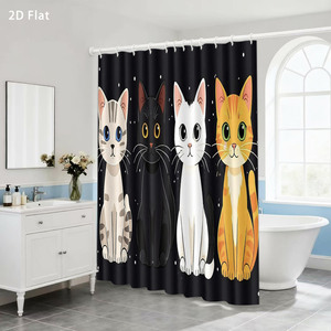 Custom Printed Shower Shower <b>Curtain</b> for Bathroom Waterproof Polyester <b>with</b> <b>Hooks</b> - Product Image 4