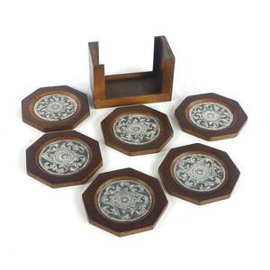 Classic Hexagon Design Walnut Wood Coasters for Tea Coffee Beer <b>Glass</b> for Home Kitchen Office <b>Table</b> Wooden <b>Mats</b> & Pads - Product Image 2